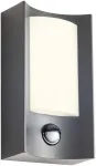 Sieninis &scaron;viestuvas 8W LED sieninis lauko &scaron;viestuvas WARP, tamsiai pilkas, 3000K, IP44, su judesio davikliu