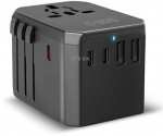 SBS Universal GaN Travel Adapteris 70W 3xUSB-C 2xUSB-A with Case - Juodas