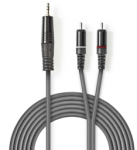 Nedis Stereo Audio kabelis jack 3.5 mm (M) - 2x RCA (M) 1.50 m tmavě pilka