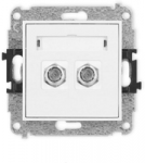 Karlik Elektrotechnik IGF-2 ICON Dvigubas F tipo antenos lizdo mechanizmas (SAT), nikeliuotas, baltas IGF-2