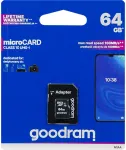 66-226# &bdquo;Micro SDXC&ldquo; kortelė 64 GB + SD Cl10goodram UHS-I adapteris