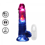 Realrock By Shots RealRock LED Vibrating Straight Model with Suction Base 20cm Transparent
