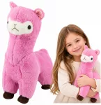 Lean Toys Pliu&scaron;inis žaislas alpaka, rožinis su rudais akcentais, 38 &times; 26 &times; 15 cm