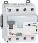 Legrand DX3 RCCB nuotėkio srovės jungiklis 40A 4 polių 300mA B tipo 4M 10KA