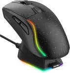 DAREU belaidė žaidimų pelė su įkrovimo stotele RGB, 12000 DPI, 1000 Hz A950-BK