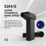 X3 Atnaujinkite Turbo Smurent Fan&ldquo; 130000 aps/min 50m/s Turbo Jet&ldquo; ventiliatoriaus kaupimas akumuliatoriuje, spalva: juoda