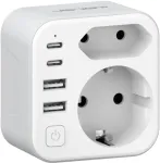 JSVER kelioninis JAV tipo B ki&scaron;tuko adapteris su 2 USB-C ir 2 USB-A, 17 W JSVER-PA2042-US