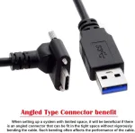 Cy 90 laipsnių žemyn nukreiptas kampinis užsukamas usb-c į usb 3.0 duomenų 5 gbps kabelis type c vr kamerai ne&scaron;iojamam kompiuteriui (120 cm)
