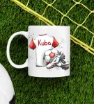 Puodelis futbolininkui, raudona maikutė + bet koks vardas