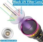 Alonefire Sv18 12w žibintuvėlis 365nm Uv galingas įkraunamas Usb ultravioletinis juodos &scaron;viesos &scaron;lapimo detektorius dervos kietinimui fluorescencijai su įkrovos indikatoriumi baterija įtraukta