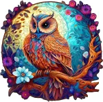 Medinė dėlionė suaugusiems 280 detalių Owl, 34 x 33.6 cm, netaisyklingos unikalios formos gyvūno medinė dėlionė su medine dovanų dėžute