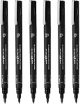 Uni Pin Fineliner braižymo ra&scaron;ikliai su plok&scaron;čiu galiuku, juodas ra&scaron;alas, 1,0 mm galiukas, 6 vnt., supakuoti į dovanų dėžutę