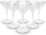 Doja Barcelona Skaidrios plastikinės martini taurės, 6 vnt., kietos plastikinės gėrimų taurės, skaidrios polikarbonatinės taurės, daugkartinio naudojimo plastikinės martini taurės, daugkartinio naudojimo kokteilių taurės