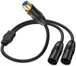 Awaduo xlr mikrofono y skirstytuvo kabelis - 3 kontaktų subalansuotas xlr lizdas į dvigubą ki&scaron;tuką scenos patch kabelis dmx kabelis, skirtas audio, radijo stočiai, garsiakalbių sistemoms, scenos ap&scaron;vietimui (0,5 m / 1,65 ft)