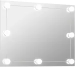 Sieninis veidrodis su LED lemputėmis, stačiakampis, stiklas