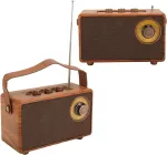 Kompiuterio kolonėlės Ne&scaron;iojama retro bluetooth kolonėlė, medienos imitacijos radijas, dizaino hifi stereo garsas bt 5.1 usb įkraunamas vintage radijo bluetooth garsiakalbis