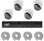 PNI House IP710J POE NVR vaizdo stebėjimo komplektas, 4 PNI IP808J 8MP kameros ir 4 20 metrų UTP CAT6 kabeliai komplekte