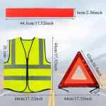 Įspėjamasis trikampis, automobilio saugos liemenės komplektas, 360 laipsnių atspindintis įspėjamasis trikampis, atspindintis avarinis trikampis, automobilio saugos liemenė, avarinis trikampis, sulankstomas, gedimo trikampis, sulankstomas