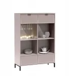 Dvidurė rifliuota vitrina svetainei Nomo 105 cm &scaron;viesiai smėlio spalvos Cashmere