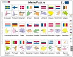 Larsen Gp2 Memopuzzle: 27 Es narių pavadinimai, vėliavos ir sostinės, voki&scaron;kas leidimas, rėmelio dėlionė su 54 detalėmis