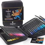 Castle Art Supplies 72 spalvų pie&scaron;tukų rinkinys, auk&scaron;tos kokybės spalvoti &scaron;erdelės su mink&scaron;tu pagrindu patyrusiems menininkams, profesionalams ir spalvų menininkams, tvirtas užtrauktuku užsegamas dėklas