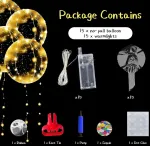 Yootiko skaidrių balionų rinkinys, 18 vnt., 45 cm Led &scaron;viečiantys balionai, pripildomi konfeti helio Led girliandomis, c skaidrūs balionai gimtadieniui, vestuvėms, vakarėlio dekoravimui