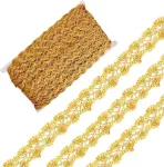 Gorgecraft 13 m metalizuoto pynimo nėrinių apdaila 25 mm pločio banguota gėlių juostelė, dekoruota auksiniu kutu, venecijos kra&scaron;tas su blizgučiais, siuvimo nėriniai drabužių dekoravimui