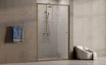 Du&scaron;o durys Besco Duo Slide, Brushed Gold, 100 x 195 cm
