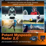 Potent ledo ritulio, futbolo ir raketės kamuolio greičio radaras &ndash; tikslus greičio matuoklis &ndash; ne&scaron;iojamas ir įkraunamas &ndash; skirtas &bdquo;android&ldquo; ir &bdquo;ios&ldquo; &ndash; idealus ledo rituliui, futbolui ir raketės kamuoliui