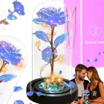 Amžina rožė stikle, &scaron;viečianti led flowerbox puok&scaron;tė gėlės dovanai