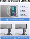 Laikiklis Meatanty dvigubas monitoriaus stovas su 4 reguliuojamais auk&scaron;čiais, automobilinis įkrovimo padėklas, 4 usb prievadai, kompiuterio pakėlėjas su stalčiais, metalinis dvigubas stalo organizatorius, pakėlimo stovas 2 monitoriams