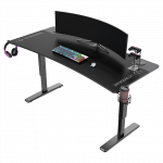 Žaidimų stalas Ultradesk Cruiser Gaming Desk, Reguliuojamo auk&scaron;čio 660-812mm, Juodas su juodos spalvos kilimėliu
