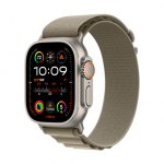 I&scaron;manusis laikrdosi Apple Watch Ultra 2 GPS + Cellular, 49 mm, Titano spalvos korpusas su alyvuogių spalvos alpine dirželiu - L