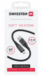 Swissten mink&scaron;tas silikoninis duomenų kabelis USB / Lightning 1,5 m / 60 W