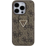Apple iPhone 15 Guess Hardcase Grip Stand 4G Triangle Strass (GUHCP15SPGS4TDW) telefono dėklas rudos spalvos