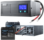 Extralink Piorun 2000VA/1600W keitiklio komplektas + 2x Extralink LiFePO4 12,8 V 40 Ah akumuliatoriai | Nepertraukiamo maitinimo &scaron;altinis | Grynas sinusinis signalas, akumuliatoriaus įtampa 12,8 V nuolatinė srovė + nereikalauja priežiūros