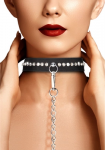 Ouch By Shots Shots Diamond Series Adjustable Collar with Leash, Juodas, Studded Design