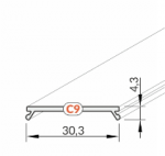 LED profilio VARIO30 dangtelis, užspaudžiamas CLICK, baltas, 3m, TOPMET