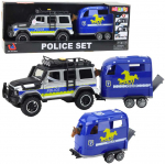 Lean Toys Policijos visureigis su priekaba ir arklio figūrėle, &scaron;viesos ir garsai