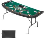 7 žaidėjų sulankstomas pokerio stalas, pamink&scaron;tintas kazino žaidimų stalas, ne&scaron;iojamas Texas Hold'em Blackjack stalas, pusiau ovalus veltinio stalas