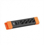 BACHMANN CONNECTUS 4xCEE7/3, 1xjungiklis 2.0m CEE7/7 juodas/oranžinis