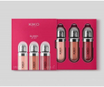 Kiko Milano lūpų blizgių rinkinys: 3 drėkinamieji lūpų blizgesiai su apimties suteikiančiu 3D efektu