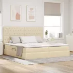 Lova su daiktų laikymo vieta ir čiužiniu Kremas 200 x 200 cm