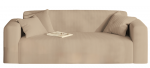 Trivietis tamprus sofos užvalkalas su dryžuotu pavir&scaron;iumi, smėlio spalvos, 190&ndash;230 cm