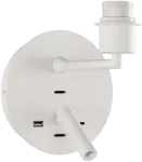 LED sieninis &scaron;viestuvas STILO, E27, baltas, su 3W 3000K LED skaitymo &scaron;viestuvėliu ir USB bei USB C jungtimis, A8202083BSP