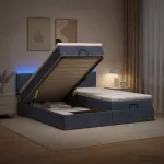 Otmana lova su matracsu ir LED Tamsiai pilka 200 x 200 cm