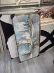 &bdquo;Žydroji versmė&ldquo; abstraktus tekstūrinis paveikslas, 60 &times; 120 cm