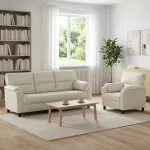 Sofa Sofos komplektas 2 vnt. Kreminė Aksomas