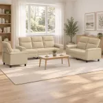 Sofa Sofos komplektas 3 vnt. Kreminė Audinys
