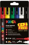 Posca Paintmarker PC5M - with 4+2 (4 pcs. PC5M + 1 PC. juodas & 1 PC. baltas PC5M Free) (401682)